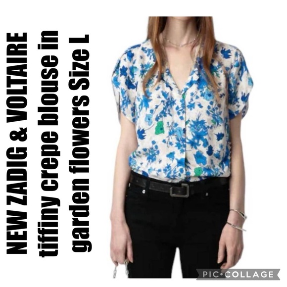 ZADIG & VOLTAIRE tiffiny crepe blouse in garden flowers Size L - Picture 1 of 14